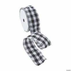 Hot Sale 🛒 2" - Black & White Buffalo Check Ribbon - 10 yds. 😀