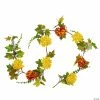 Cheapest 🥰 5.5' x 6" Red and Yellow Maple Leaf with Mum Flower 👪 Thanksgiving Garland - Unlit 🎉