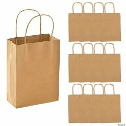 Cheap ✔️ 6 1/2" x 9" Medium Kraft Paper Gift Bags - 12 Pc. 🛒
