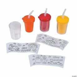 Best deal 🤩 Color Your Own Give Thanks Cups with Lids & Straws - 12 Pc. 🛒 -Craft Kits Sales color your own give thanks cups with lids and straws 12 pc 48 3924b a02