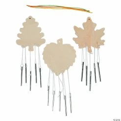 Discount โ๏ธ DIY Unfinished Wood Leaf-Shaped Wind Chimes - 12 Pc. ๐