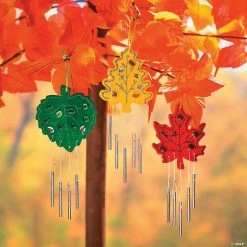 Discount ✔️ DIY Unfinished Wood Leaf-Shaped Wind Chimes - 12 Pc. 😉 -Craft Kits Sales diy unfinished wood leaf shaped wind chimes 12 pc 13747593 a02