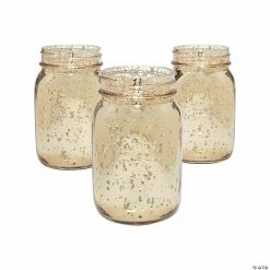 Best Pirce ⭐ Gold Mercury Mason Jars - 12 Pc. 🤩