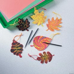 Flash Sale 🎉 Magic Color Scratch Black Fall Leaves - 24 Pc. 🧨 -Craft Kits Sales magic color scratch black fall leaves 24 pc 48 3811g a02